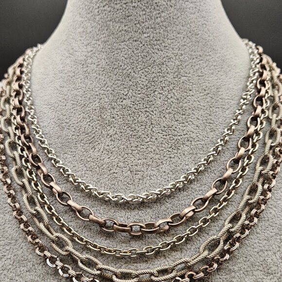 Sabika Five Chain Silver Necklace - Picture 11 of 11